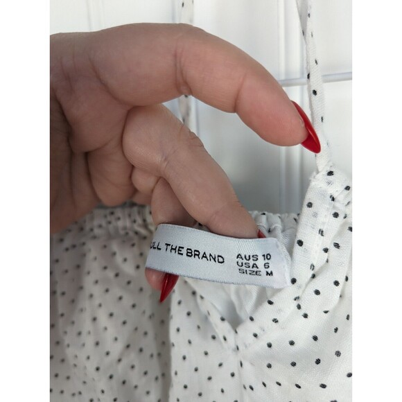 Faithfull the Brand linen White Midi Dress polka dot size 6 - Picture 9 of 14